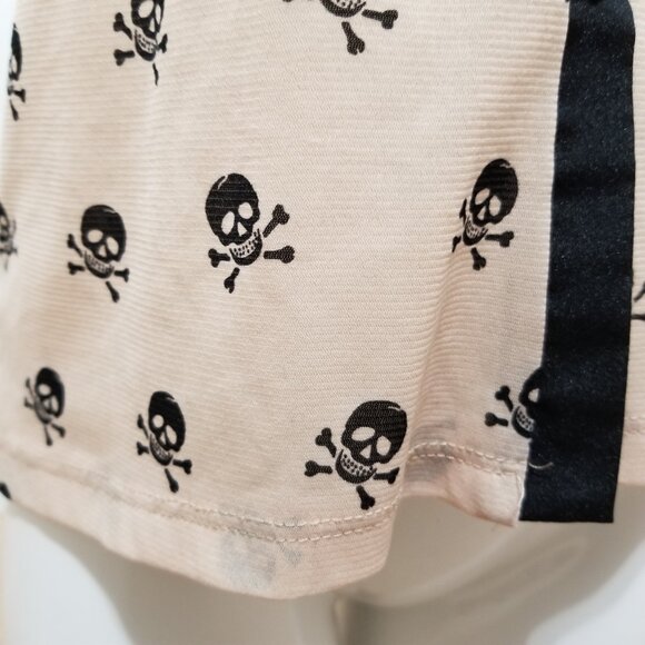 Julie's Closet top Medium skull crossbones punk semi sheer collared button up - Picture 7 of 11